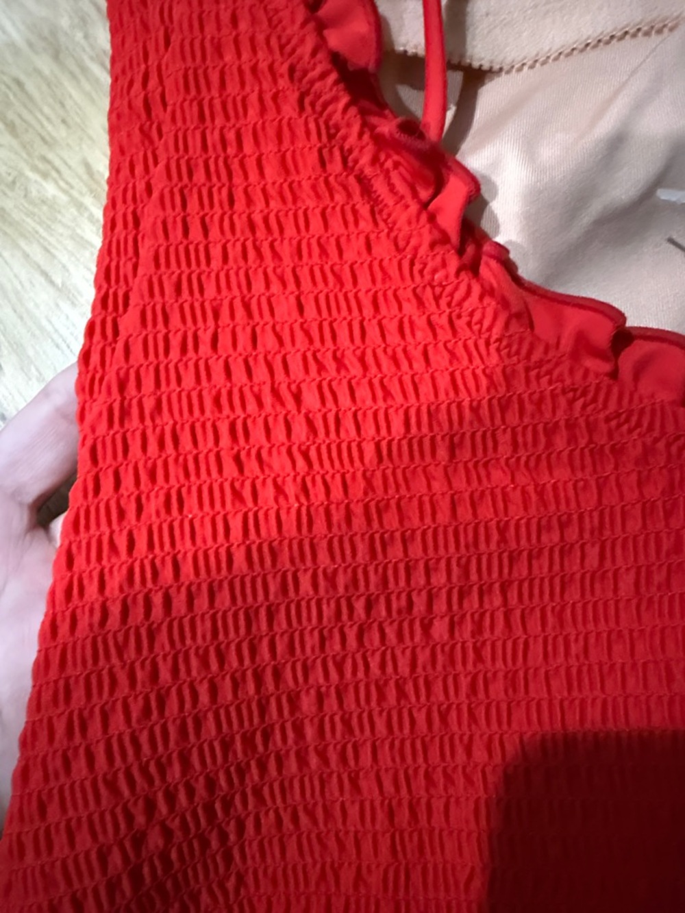 J. Crew Red One-Piece Swim with Ruffle Trim - Picture 6 of 9